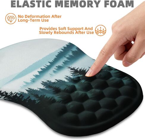Ergonomic Mouse Pad with Wrist Rest, Memory Foam Wrist Support for Carpal Tunnel Pain Relief, Massage Design Mousepad and Non-Slip Base for Office and Gaming, 12x8 Inch, Grey Forest in Saudi Arabia