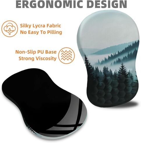 Ergonomic Mouse Pad with Wrist Rest, Memory Foam Wrist Support for Carpal Tunnel Pain Relief, Massage Design Mousepad and Non-Slip Base for Office and Gaming, 12x8 Inch, Grey Forest in Saudi Arabia