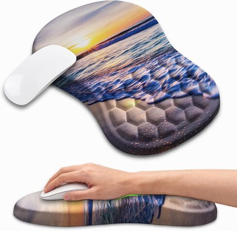 Ergonomic Mouse Pad with Wrist Rest, Memory Foam Wrist Support for Carpal Tunnel Pain Relief, Massage Design Mousepad and Non-Slip Base for Office and Gaming, 12x8 Inch, Grey Forest in Saudi Arabia