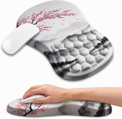 Ergonomic Mouse Pad with Wrist Rest, Memory Foam Wrist Support for Carpal Tunnel Pain Relief, Massage Design Mousepad and Non-Slip Base for Office and Gaming, 12x8 Inch, Grey Forest in Saudi Arabia