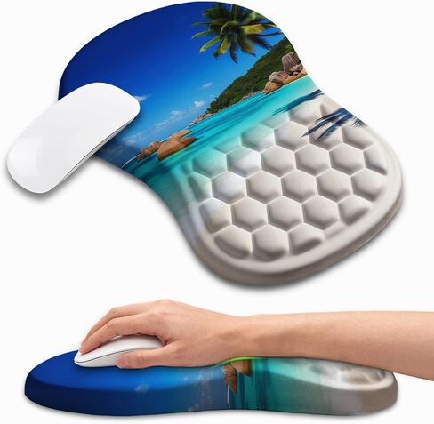Ergonomic Mouse Pad with Wrist Rest, Memory Foam Wrist Support for Carpal Tunnel Pain Relief, Massage Design Mousepad and Non-Slip Base for Office and Gaming, 12x8 Inch, Grey Forest in Saudi Arabia