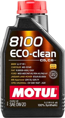 زيت محرك Motul 8100 ECO-clean 0W-20 الاصطناعي بالكامل مع تقنية SAPS المتقدمة المنخفضة - معتمد من ACEA C5/C6 لتطبيقات BMW وMercedes-Benz وFord وJaguar Land Rover - 5 لتر in Saudi Arabia