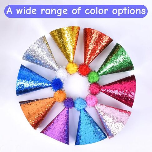 20 Pack Mini Birthday Hats for Stuffed - Animals with Pom Poms Glitter for Small Pets Stuffed Animal Hats Grooming Costume Accessories in Saudi Arabia