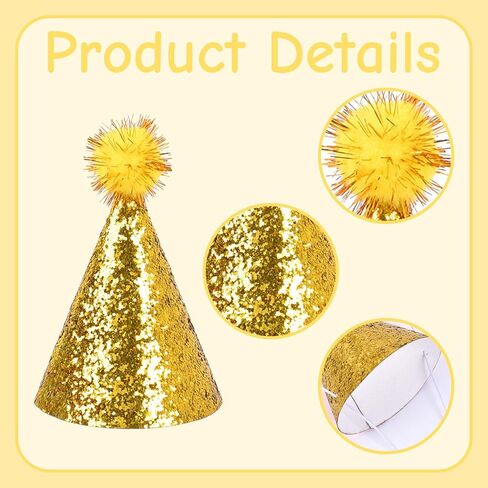 20 Pack Mini Birthday Hats for Stuffed - Animals with Pom Poms Glitter for Small Pets Stuffed Animal Hats Grooming Costume Accessories in Saudi Arabia
