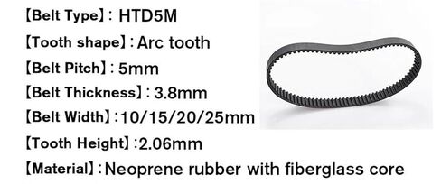 for 235/240/245/250mm Length 10/15/20/25mm Width 5mm Pitch HTD 5M Pulley Belt Teeth 47 48 49 50 Synchronous Belt Engine Drive Belt(25mm/245mm) in Kuwait