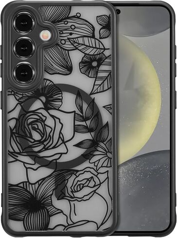 XIZYO for Samsung Galaxy A15 Case, Floral Rose Cute Phone Case for Women Girls Aesthetic Pattern Print Slim TPU Bumper Case Shockproof Protective Case for A15 5G, Black in Saudi Arabia