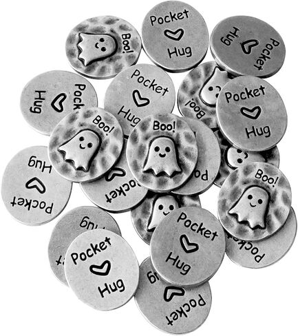 20 Pcs Pocket Hug Ghost Tokens Bulk - Inspirational Metal Coins for Anxiety Relief - Appreciation Gifts for Coworkers, Employees, Volunteers - Long Distance Friendship Keepsake, Miniature Desk Decor in Saudi Arabia