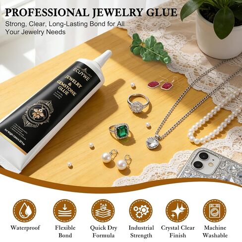 Jewelry Glue for Gemstones and Metal, 120ML Professional Grade Precise Applicator, Strong Instant Bond for Diamond Earrings, Rings, Watches Repair, Non-Yellowing & Dries Clear in Saudi Arabia