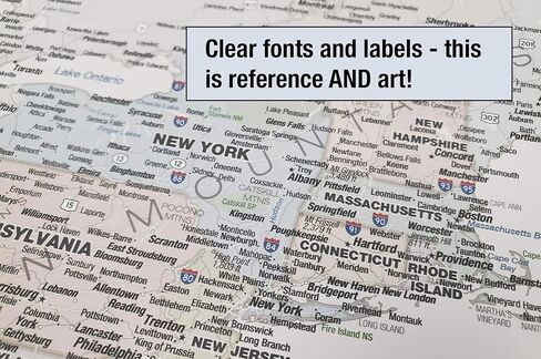 Laminated United States Odyssey Map Poster | Executive Style | Includes The Most Legible Location Labels | 36" x 24" | Shipped Rolled in a Tube, Not Folded | Great for The Home or Classroom in Saudi Arabia