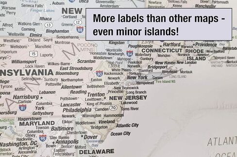 Laminated United States Odyssey Map Poster | Executive Style | Includes The Most Legible Location Labels | 36" x 24" | Shipped Rolled in a Tube, Not Folded | Great for The Home or Classroom in Saudi Arabia