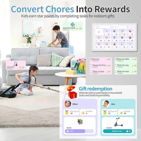 Digital Calendar Wall Touch Screen,15.6 Inch Electronic Calendar Wall Planner with Chore Chart & Meal Planning, Wall & Desk Mountable, No Subscription, 32 GB Smart Touchscreen Interactive Display for Family Shedules in Saudi Arabia