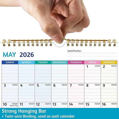 تقويم الحائط 2026-2027 - التشغيل الآن - ديسمبر 2027، 20 تقويمًا شهريًا 2026-2027 للجدار، 8.5 × 11 بوصة، 2027 تقويم صغير، كتل مسطرة، ورق سميك، العطلات، المهام والملاحظات، رائع للتنظيم in Kuwait