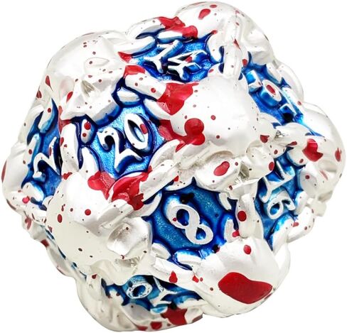 DNDWoW Heavy Metal Gold Skull D20 with Chains - Oversized Goth Skull Dice for Tabletop Role-Playing Games -BKGH9 in Kuwait