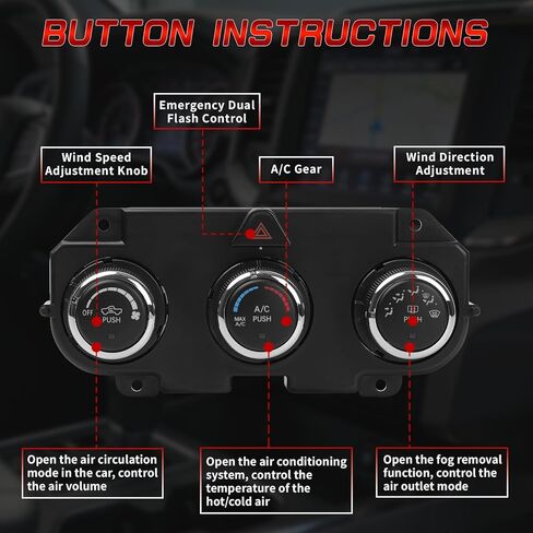 68239170AA 68268190AA Climate Control Module Replacement for Dodge Ram 1500 3500 2014-2018 Ram 1500 Classic 2019-2024 Replace 68186217AD 68236776AB in Saudi Arabia