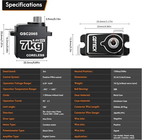 GOTECK 7KG High Torque Coreless Servo for TRX4M 1/18 RC Crawler, High Voltage All-Metal Gear Steering Upgrade Kit with Mount & Horn for Steep Rock Climbing in Kuwait