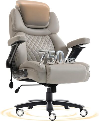 Oversized Big and Tall Office Chair 750lbs with Adjustable Headrest & Lumbar Airbag, Large Executive Chair with 5D Flip Arms, Heavy Duty Metal Base Chair with Hollow Casters & Thick Spring Seat, Black in Saudi Arabia
