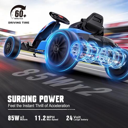 24V Electric Go Kart, Kids Drift Kart with Dual 85W Motors, 11.2 MPH & 60+ Min Ride Time, Adjustable Seat & 5-Point Seat Belt for Ages 6-12, 150 LBS Max Load (Red) in Kuwait