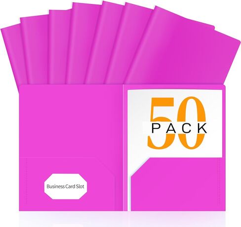 50 Pack Heavyweight Plastic Folders with Pockets, 7 Distinct Colors, Letter Size 2-Pocket Folders with Card Slot for School Office Home Organization in Saudi Arabia