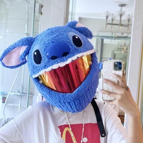 Motorcycle Helmet Cover (without Helmet),Furry Motorbike Helmet Cover, Animal Full Face Motorcycle Helmet Cover Funny Full-Face Protection Cover,Hat Helmets Decoration,D in Saudi Arabia