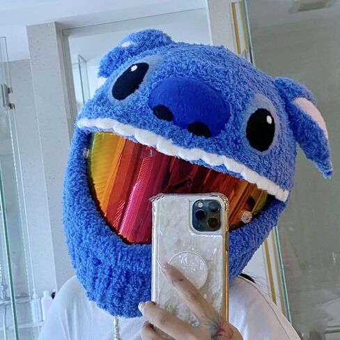 Motorcycle Helmet Cover (without Helmet),Furry Motorbike Helmet Cover, Animal Full Face Motorcycle Helmet Cover Funny Full-Face Protection Cover,Hat Helmets Decoration,D in Saudi Arabia