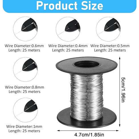 5 Rolls 5 Size Jewelry Wire for Jewelry Making,18/20/22/24/26 Gauge Silver & Stainless Steel Bendable Tarnish-Resistant Beading Wire for Crafts Engraving Sculpting with a Pliers in Saudi Arabia