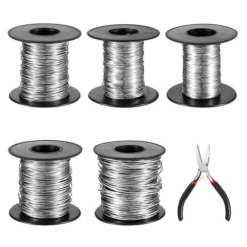 5 Rolls 5 Size Jewelry Wire for Jewelry Making,18/20/22/24/26 Gauge Silver & Stainless Steel Bendable Tarnish-Resistant Beading Wire for Crafts Engraving Sculpting with a Pliers in Saudi Arabia