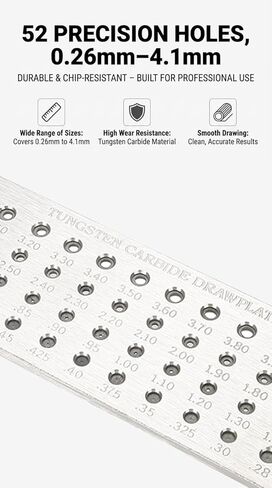 Wire Drawplate, 0.26-4.10mm 52 Round Hole Tungsten Carbide Draw Plate, Portable Jewelry Making Tools, Rolling Mille for Jewelry in Saudi Arabia