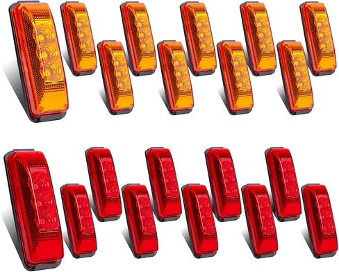 TMH 4Pcs 3.9 Inch (2 Amber + 2 Red) 3LED Truck Trailer Front Rear LED Clearance Rectangle Running Light Surface Mounted LED Marker Light for RV Truck Trailer Boat Bus UTE UTV 12V DC in Kuwait