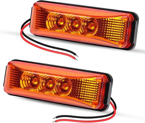 TMH 4Pcs 3.9 Inch (2 Amber + 2 Red) 3LED Truck Trailer Front Rear LED Clearance Rectangle Running Light Surface Mounted LED Marker Light for RV Truck Trailer Boat Bus UTE UTV 12V DC in Kuwait