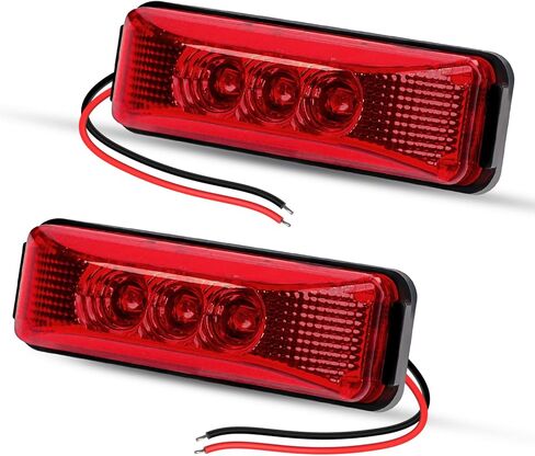 TMH 4Pcs 3.9 Inch (2 Amber + 2 Red) 3LED Truck Trailer Front Rear LED Clearance Rectangle Running Light Surface Mounted LED Marker Light for RV Truck Trailer Boat Bus UTE UTV 12V DC in Kuwait