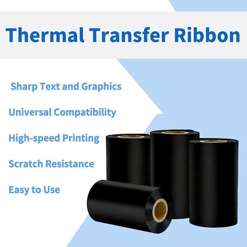 4.33'' x 984' Black Thermal Transfer Ribbons, HUOJI 110mm x 300m Barcode Thermal Label Printer Ribbon, 1'' Core for Zebra, TSC, GoDex, Citizen(10 Rolls) in Saudi Arabia