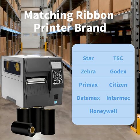 4.33'' x 984' Black Thermal Transfer Ribbons, HUOJI 110mm x 300m Barcode Thermal Label Printer Ribbon, 1'' Core for Zebra, TSC, GoDex, Citizen(10 Rolls) in Saudi Arabia