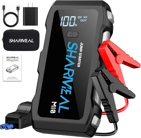 Sharmeal Jump Starter 7000A, 12V Car Battery Jump Starter with USB Quick Charge (Up to All Gas or 12.0L Diesel Engine), Battery Booster with 3 Modes Flashlight and Jumper Cable in Saudi Arabia