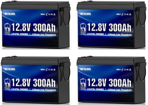12V 300Ah LiFePO4 Lithium Battery, Upgraded 200A BMS System, Up to 15000+ Cycles Life, 3840Wh Rechargeable Lithium Battery with Low-Temp Protection for RV Solar Marine Solar Panel Camping in Kuwait