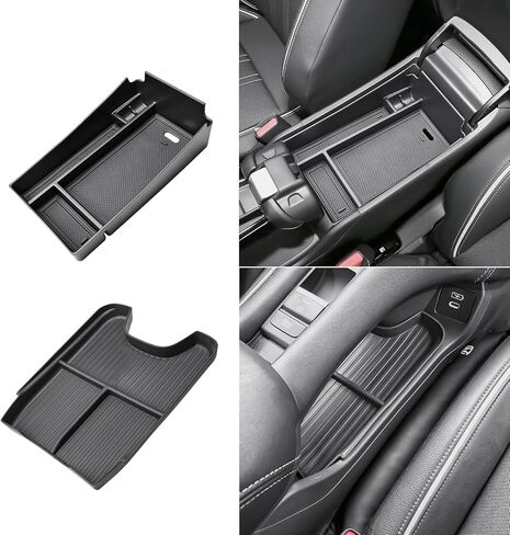 2023-2026 HR-V Center Console Organizer Tray Compatible with Honda HRV 2026 2025 2024 2023 Accessories, 2PCS Custom-Fit ABS Armrest Storage Box & TPE Lower Console Organizer Divider Compartment in Kuwait