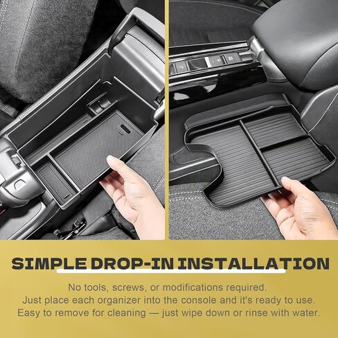2023-2026 HR-V Center Console Organizer Tray Compatible with Honda HRV 2026 2025 2024 2023 Accessories, 2PCS Custom-Fit ABS Armrest Storage Box & TPE Lower Console Organizer Divider Compartment in Kuwait