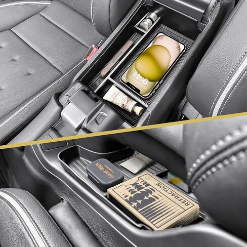 2023-2026 HR-V Center Console Organizer Tray Compatible with Honda HRV 2026 2025 2024 2023 Accessories, 2PCS Custom-Fit ABS Armrest Storage Box & TPE Lower Console Organizer Divider Compartment in Kuwait