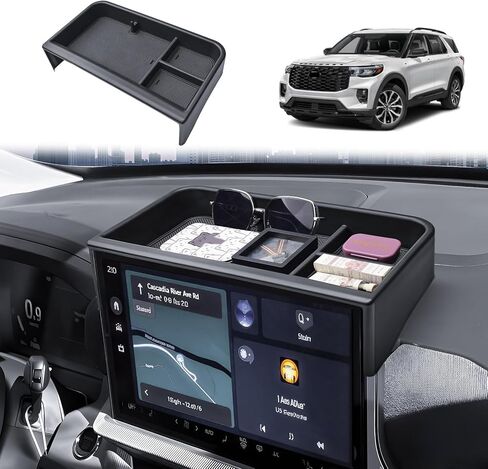 صينية تنظيم لوحة القيادة متوافقة مع ملحقات 2025 2026 Ford Explorer Active/ST-Line/Platinum/ST (شاشة 13.2 بوصة فقط) - صندوق تخزين ABS مخصص خلف منظم الشاشة in Kuwait