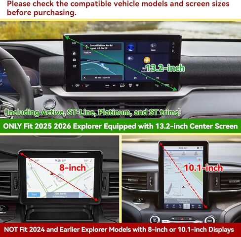 صينية تنظيم لوحة القيادة متوافقة مع ملحقات 2025 2026 Ford Explorer Active/ST-Line/Platinum/ST (شاشة 13.2 بوصة فقط) - صندوق تخزين ABS مخصص خلف منظم الشاشة in Kuwait