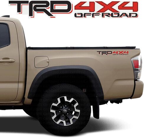GRITKULTURE ملصقات الفينيل الجرافيك TRD 4x4 القابلة للإزالة على الطرق الوعرة من الفينيل 2 حزمة للسائقين والركاب الجانب العالمي تاكوما وتندرا، استبدال 4 عداء مع ممسحة سهلة التركيب (أحمر) in Kuwait