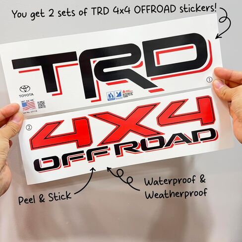 GRITKULTURE ملصقات الفينيل الجرافيك TRD 4x4 القابلة للإزالة على الطرق الوعرة من الفينيل 2 حزمة للسائقين والركاب الجانب العالمي تاكوما وتندرا، استبدال 4 عداء مع ممسحة سهلة التركيب (أحمر) in Kuwait
