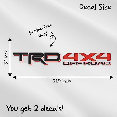 GRITKULTURE ملصقات الفينيل الجرافيك TRD 4x4 القابلة للإزالة على الطرق الوعرة من الفينيل 2 حزمة للسائقين والركاب الجانب العالمي تاكوما وتندرا، استبدال 4 عداء مع ممسحة سهلة التركيب (أحمر) in Kuwait