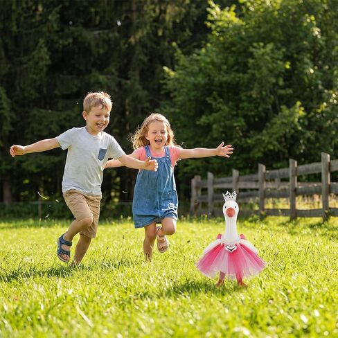3 PCS 7 Inch Desk Goose Outfits Mini Desk Goose Clothes with Crystal Rhinestone Tiara Crown Heart-Shaped Necklace Tutu Dress Cute Sily Porch Gooses Princess Costumes for Magnetic Gooses Statue in Kuwait