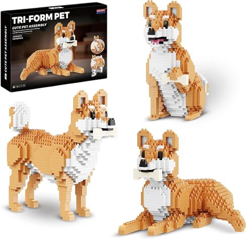 3 in 1 Hound Dog Mini Building Blocks Set, 1032 PCS Micro Building Kit for Adults & Teens, Small Brick Animal Model, Desk Decor Display Gift Ages 14+ in Kuwait