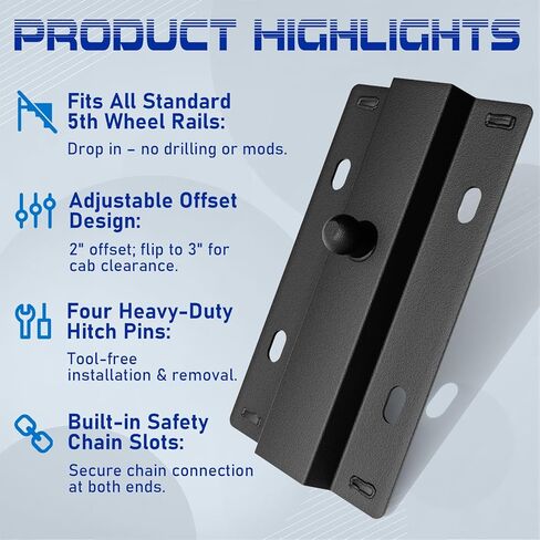 Universal 30,000 lbs Gooseneck Hitch Plate Fit for 5th Wheel Rails, Gooseneck Ball Plate with 2-5/16 inch Ball for Pickup Truck Bed Trailer Towing in Saudi Arabia