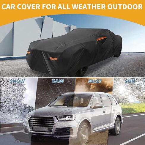 Car Cover Waterproof All Weather Sun Rain Protection Full Exterior Cover for Chevrolet Camaro Black with Left Side Zippers in Kuwait