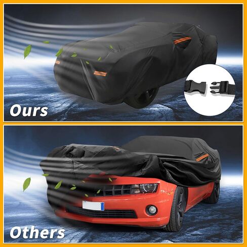 Car Cover Waterproof All Weather Sun Rain Protection Full Exterior Cover for Chevrolet Camaro Black with Left Side Zippers in Kuwait