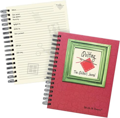 سلسلة Write it Down من Journals Unlimited، Guided Journal، Quilting، The Quilter's Journal، الحجم الكامل 7.5 × 9، غطاء صلب أحمر، صنع في الولايات المتحدة الأمريكية in Kuwait