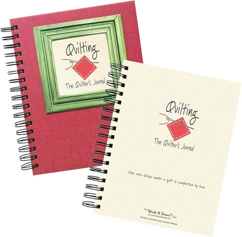 سلسلة Write it Down من Journals Unlimited، Guided Journal، Quilting، The Quilter's Journal، الحجم الكامل 7.5 × 9، غطاء صلب أحمر، صنع في الولايات المتحدة الأمريكية in Kuwait