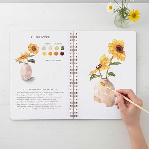 Beautiful Watercolor Workbook for Beginners - Relaxing & Easy to Paint Water Coloring Book with Floral Designs on Premium Paper - Perfect for Gifting to Spark Creativity & Joy for Adults (Maple leave) in Kuwait